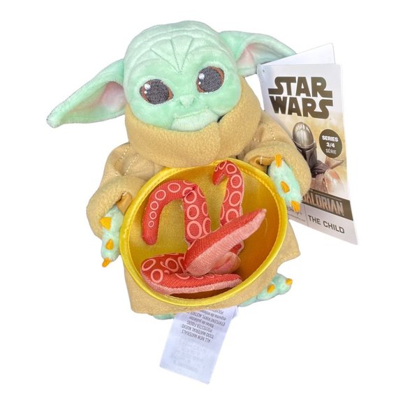 Disney Store Star Wars Mandalorian Child Grogu with Squid Bean Bag Plush - Picture 3 of 6